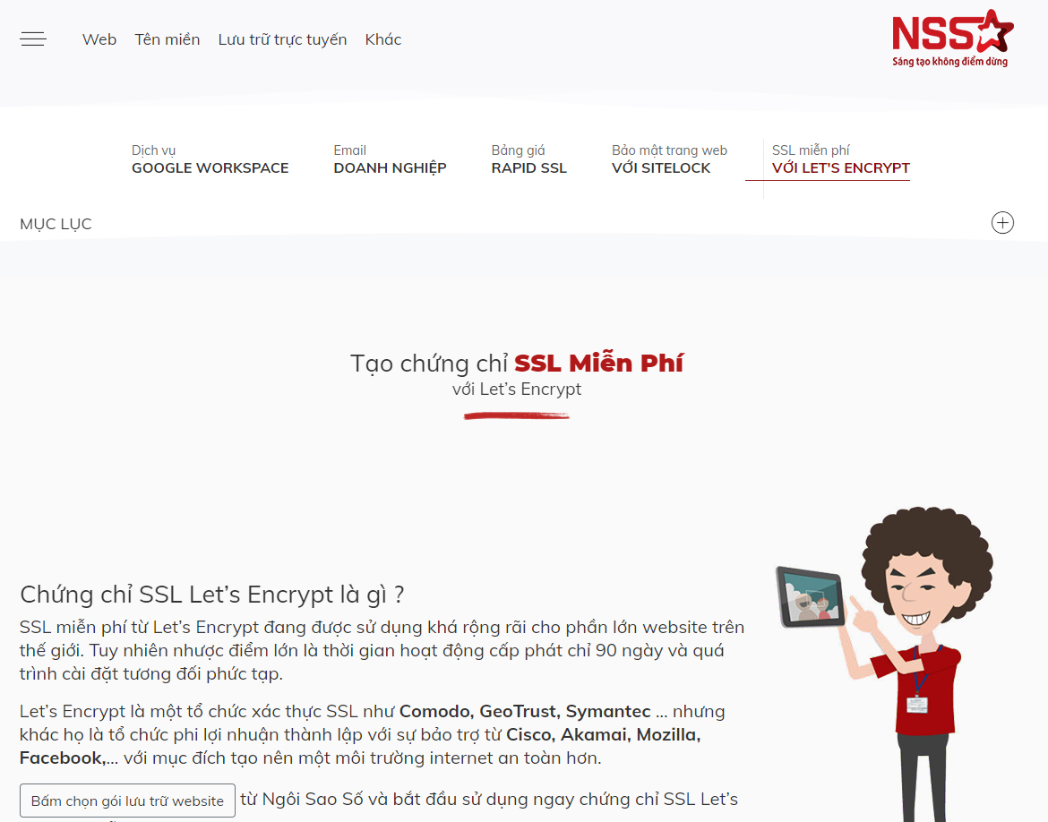 Chứng chỉ ssl miễn phí khi sử dụng dịch vụ lưu trữ web tại Ngôi Sao Số